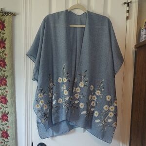Floral Embroidered Kimono Cardigan